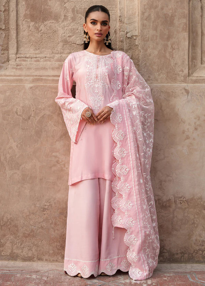 Zaria by Meeral Pret Embroidered Raw Silk 3 Piece Blush - Festive Collection