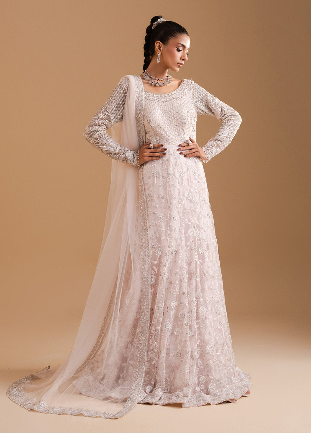 Afsanay by Zariya Luxury Embroidered Unstitched Chiffon 3 Piece Suits ZRY25LF D1 ZB50032 - Festive Collection