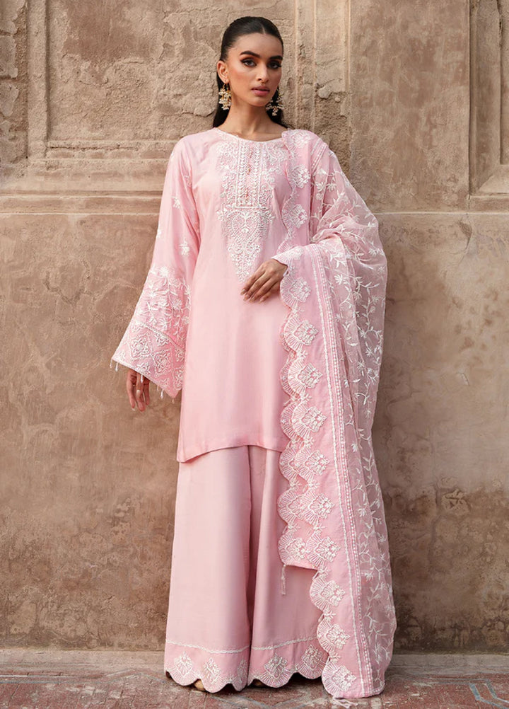 Zaria by Meeral Pret Embroidered Raw Silk 3 Piece Blush - Festive Collection