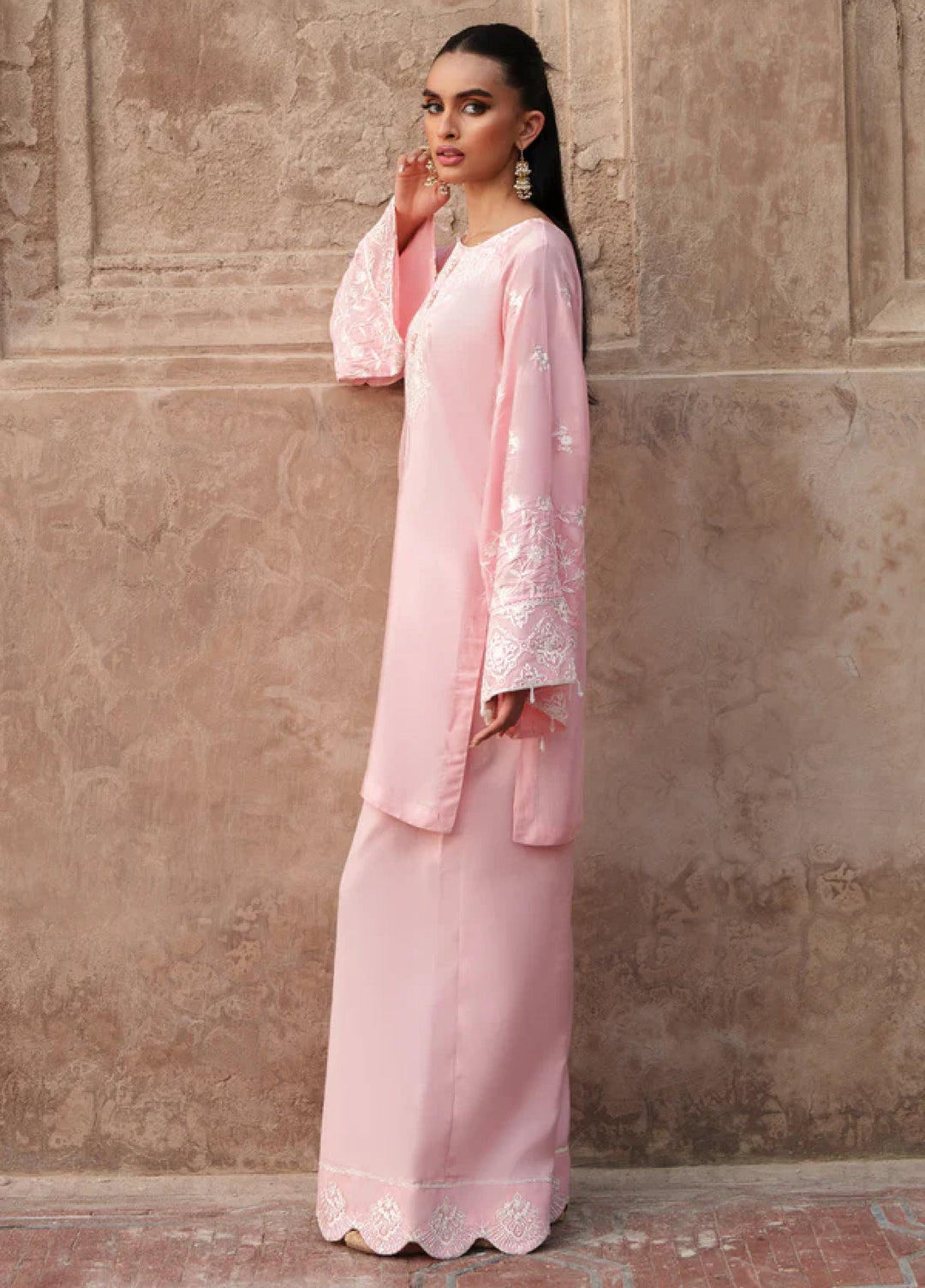 Zaria by Meeral Pret Embroidered Raw Silk 3 Piece Blush - Festive Collection