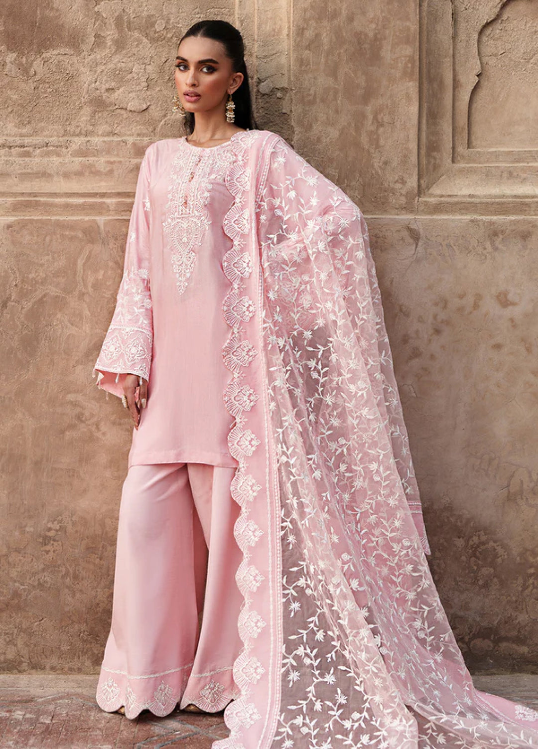 Zaria by Meeral Pret Embroidered Raw Silk 3 Piece Blush - Festive Collection