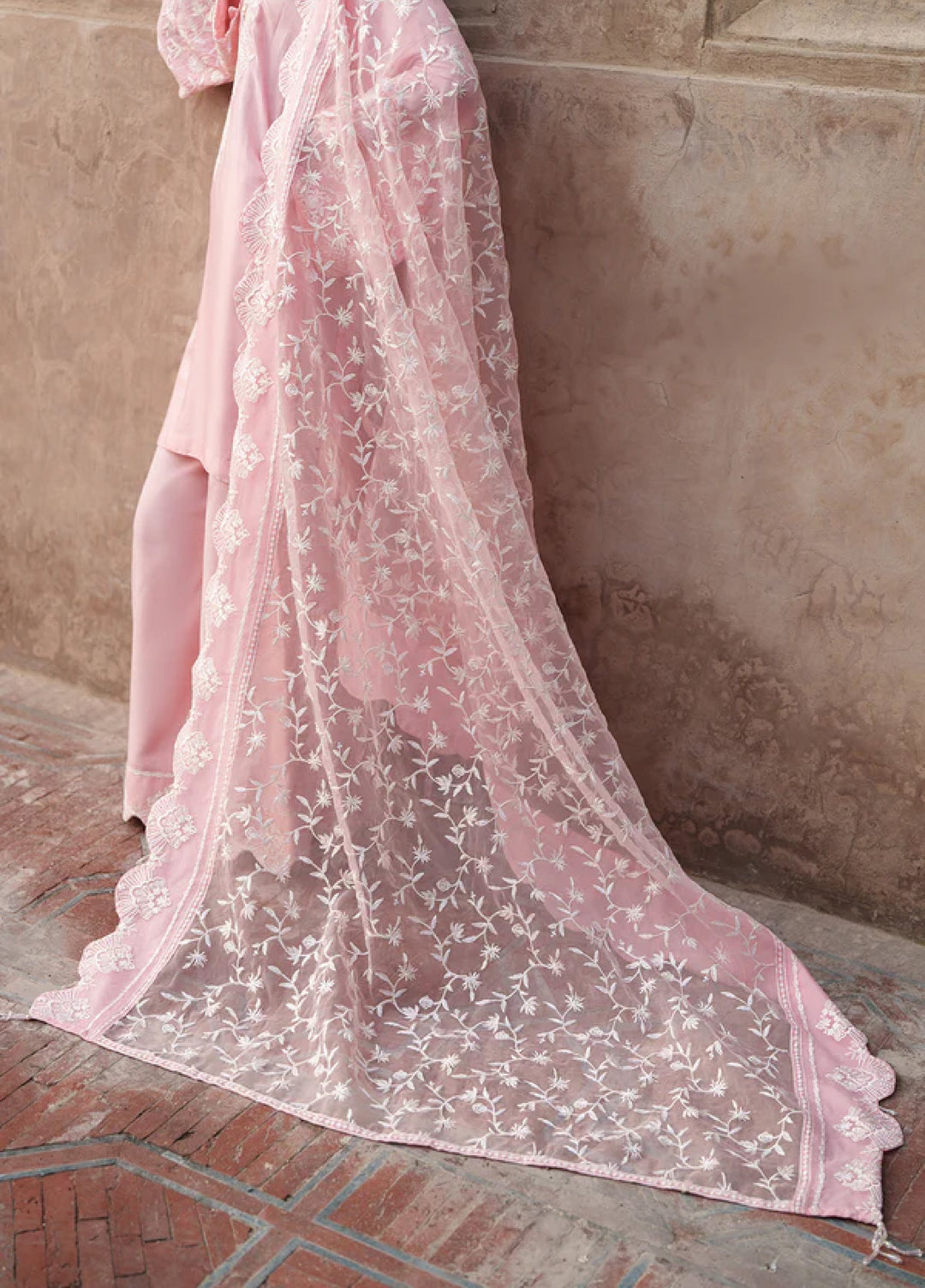 Zaria by Meeral Pret Embroidered Raw Silk 3 Piece Blush - Festive Collection