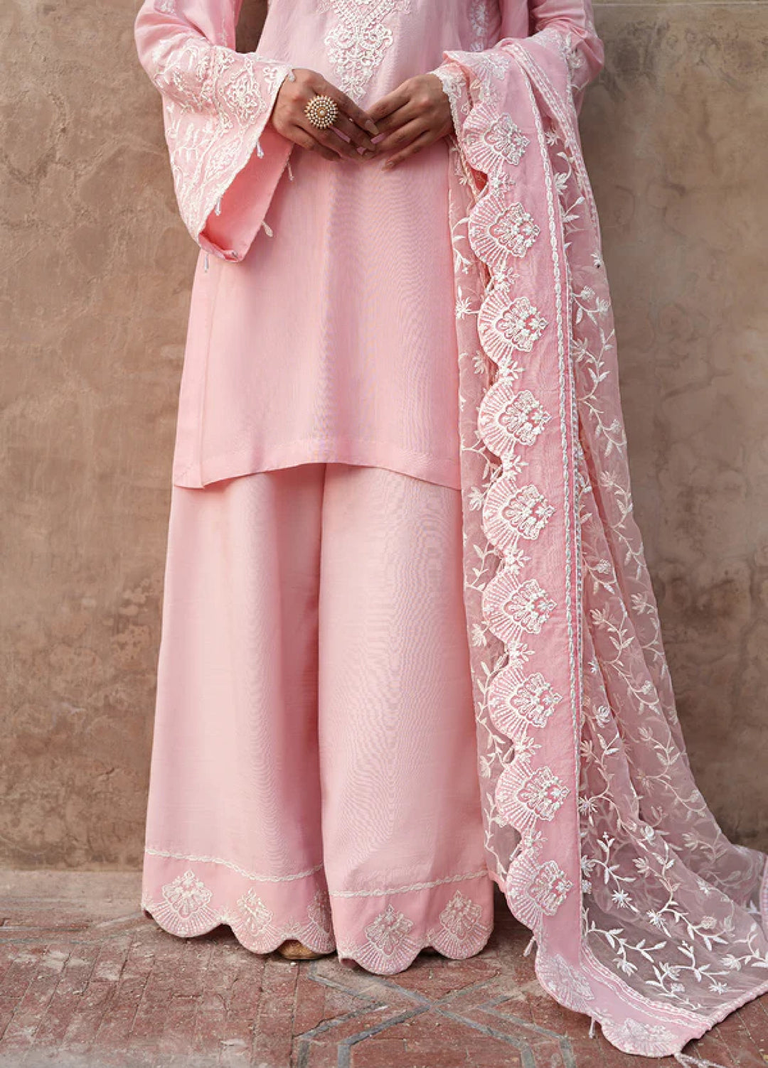 Zaria by Meeral Pret Embroidered Raw Silk 3 Piece Blush - Festive Collection