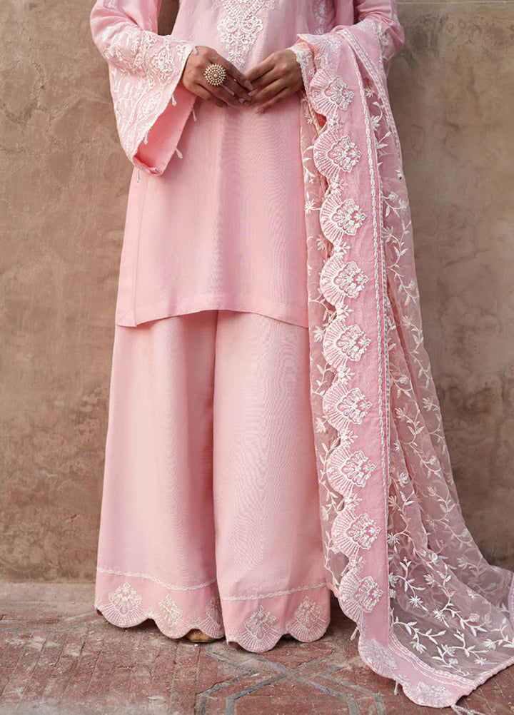 Zaria by Meeral Pret Embroidered Raw Silk 3 Piece Blush - Festive Collection