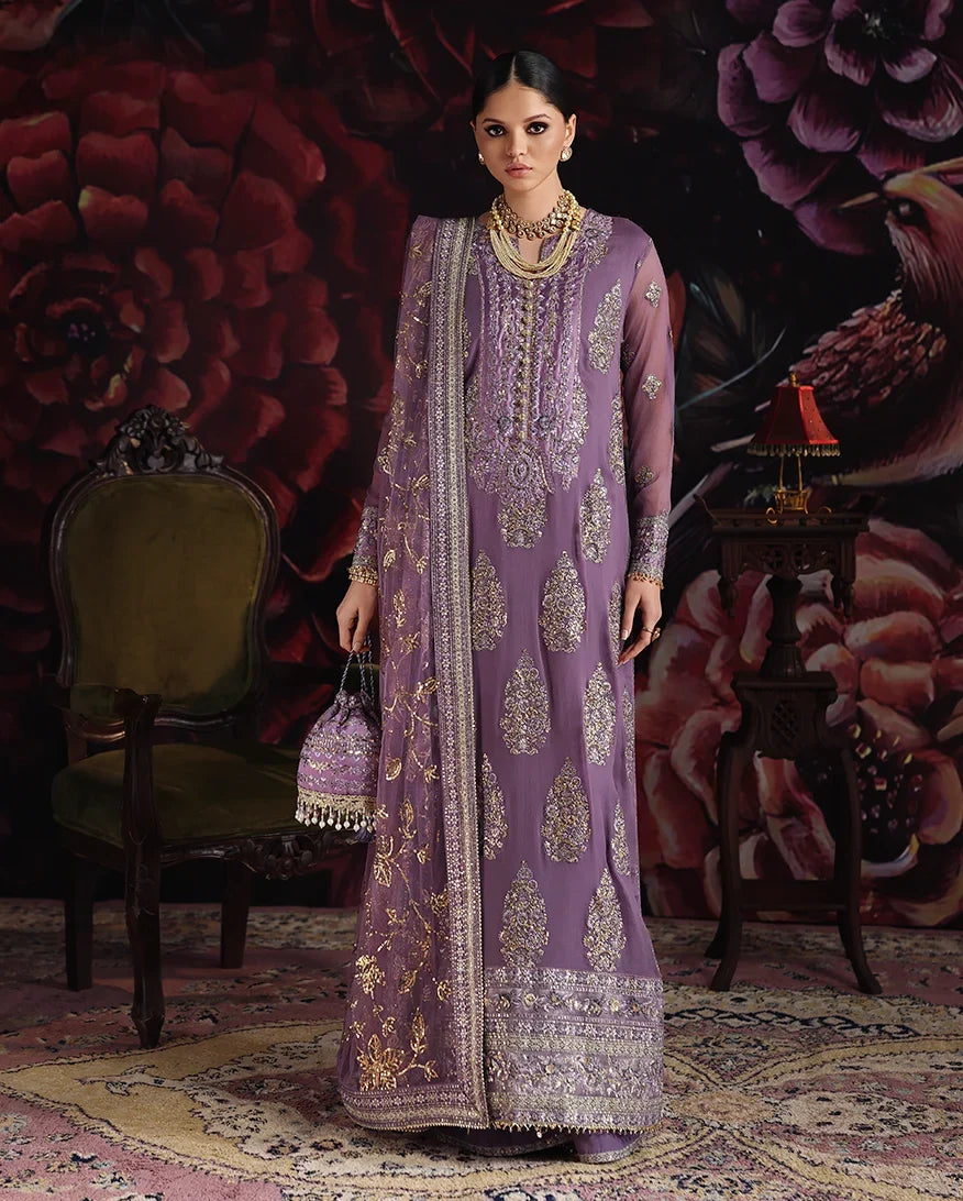 Royale Eternel by Roheenaz Unstitched Embroidered Chiffon 3 Piece Suit RN26URE Blush Whisper RUNCH260103 - Wedding Collection