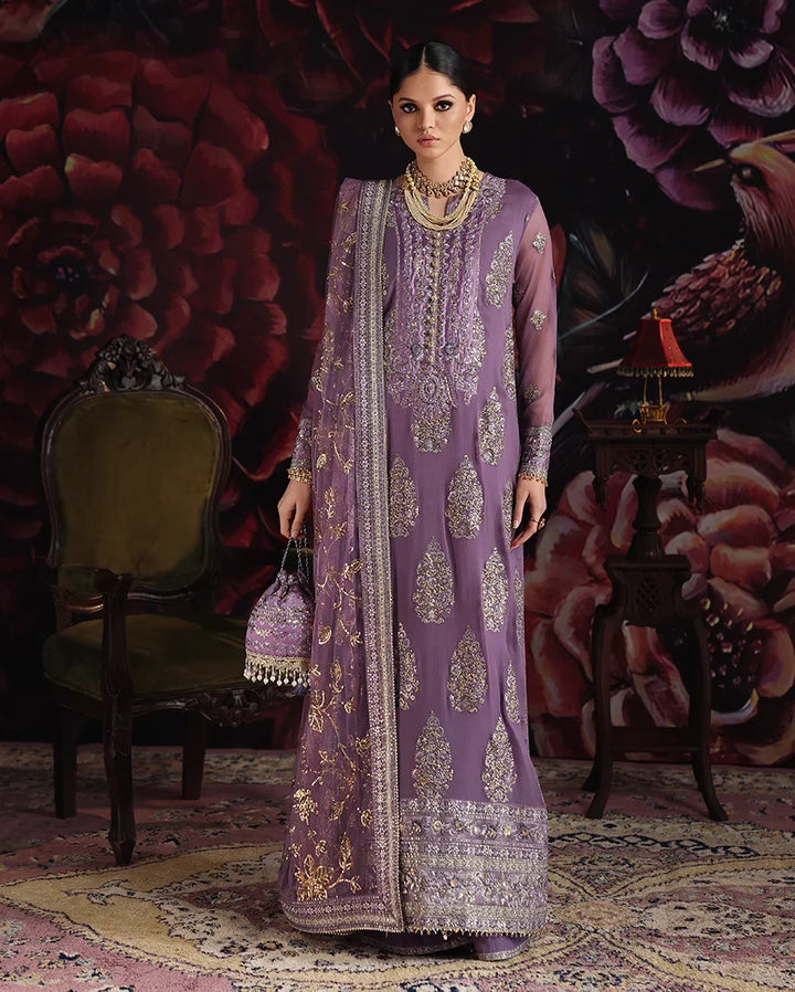 Royale Eternel by Roheenaz Unstitched Embroidered Chiffon 3 Piece Suit RN26URE Blush Whisper RUNCH260103 - Wedding Collection