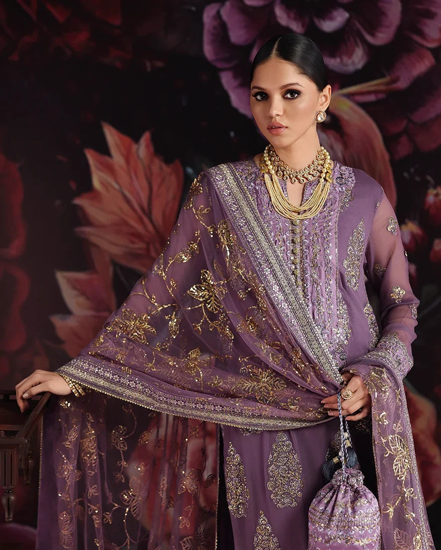 Royale Eternel by Roheenaz Unstitched Embroidered Chiffon 3 Piece Suit RN26URE Blush Whisper RUNCH260103 - Wedding Collection