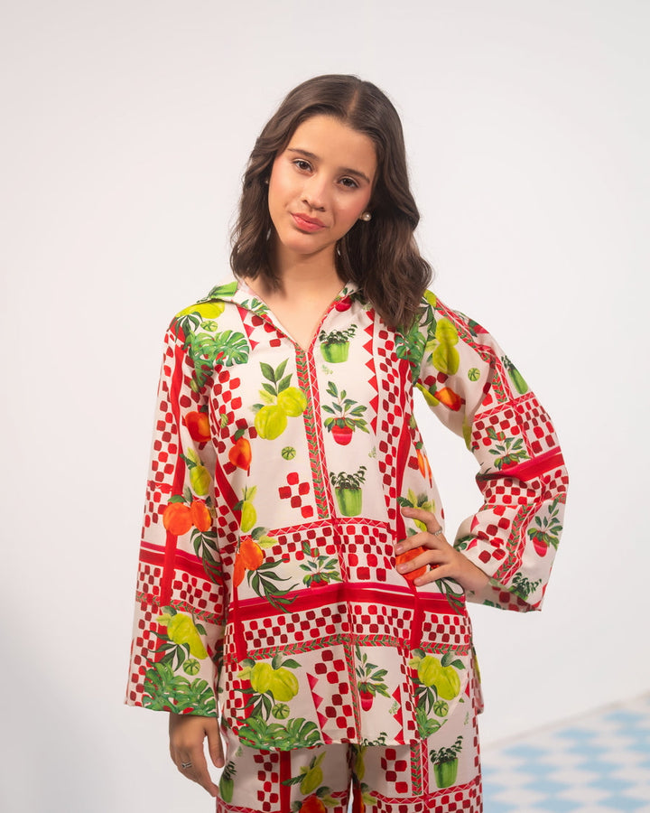 Sprinkles Girls RTW Printed Poly Co-ord Set Botani Check - Casual Collection