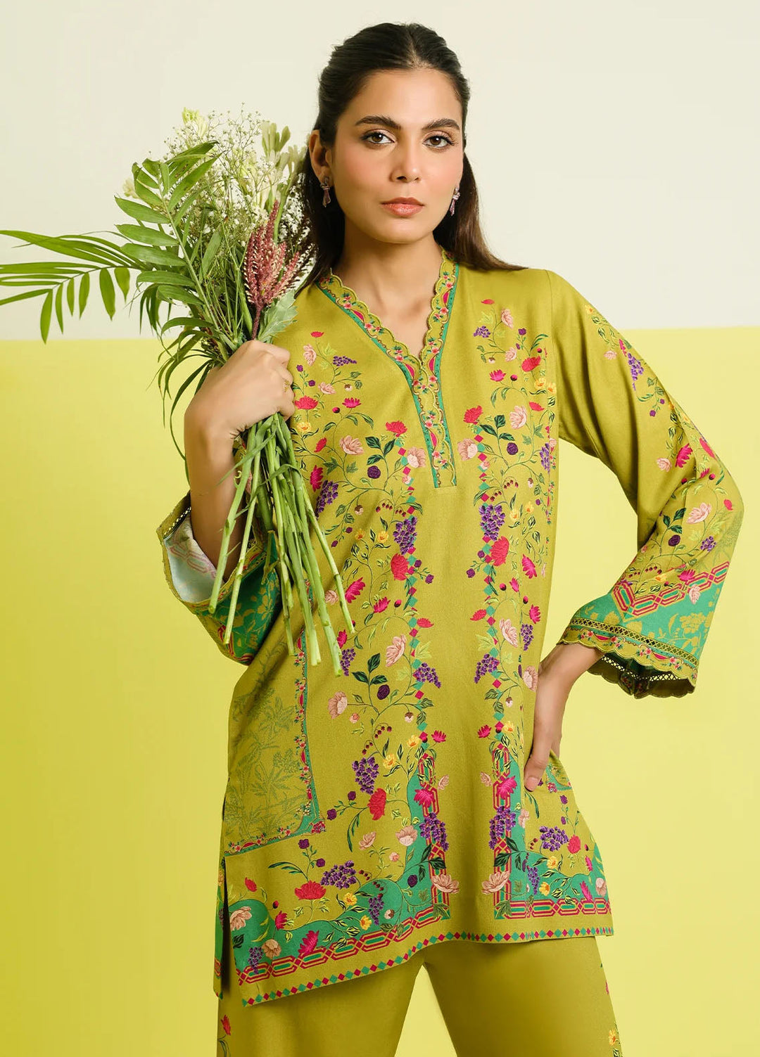 Elara by Sahar Embroidered Marina Twill Suits Unstitched 2 Piece SHR25EP Botanic Charm - Winter Collection