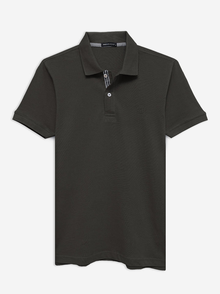 Brumano  Solids Cotton Polo Brown 100% Cotton Basic Polo