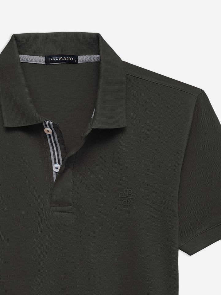 Brumano  Solids Cotton Polo Brown 100% Cotton Basic Polo