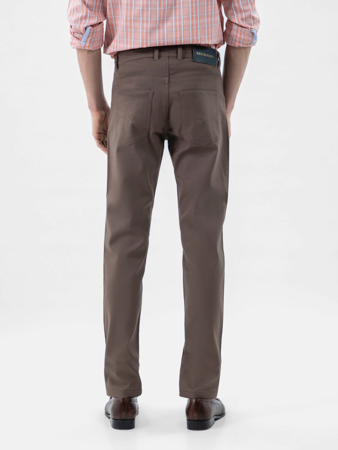 Brumano Solids Dobby Trouser Brown Dobby Structured Five Pocket Trouser