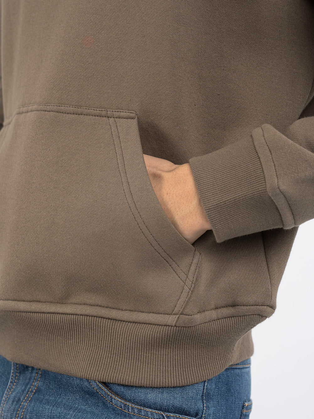 Brumano Mens RTW Solids Cotton 1 Piece Brown Relaxed Fit Hoodie Winter Collection