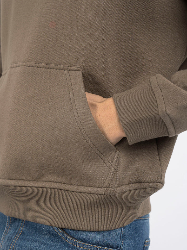Brumano Mens RTW Solids Cotton 1 Piece Brown Relaxed Fit Hoodie Winter Collection