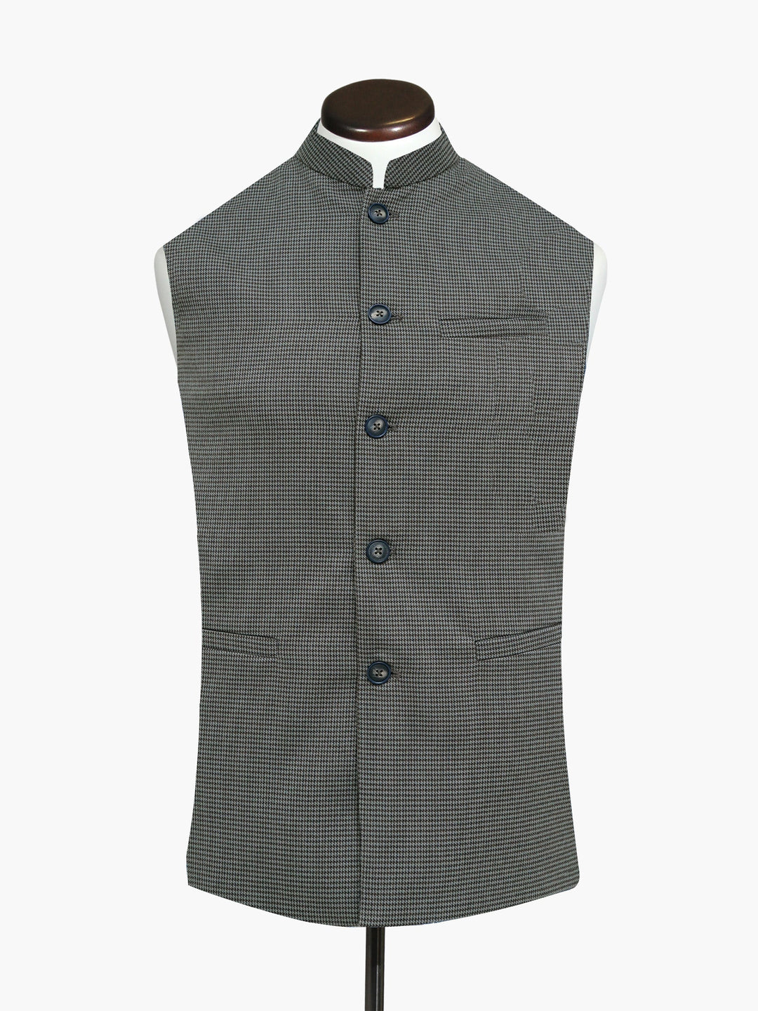Brumano Mens Waist Coats RTW Solids Cotton Waistcoat Brown Houndstooth Casual Collection