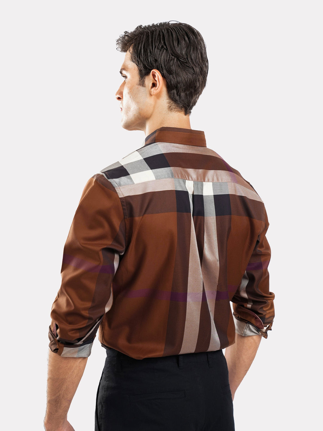 Brumano Ready To Wear Shirts Men 1 Piece Cotton Brown Large Checkered Shirt 0-31-025-4534 - Summer Collection