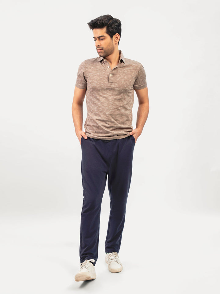 Brumano  Solids Cotton Polo Brown Mercerized Pique Polo With Cutaway Collar