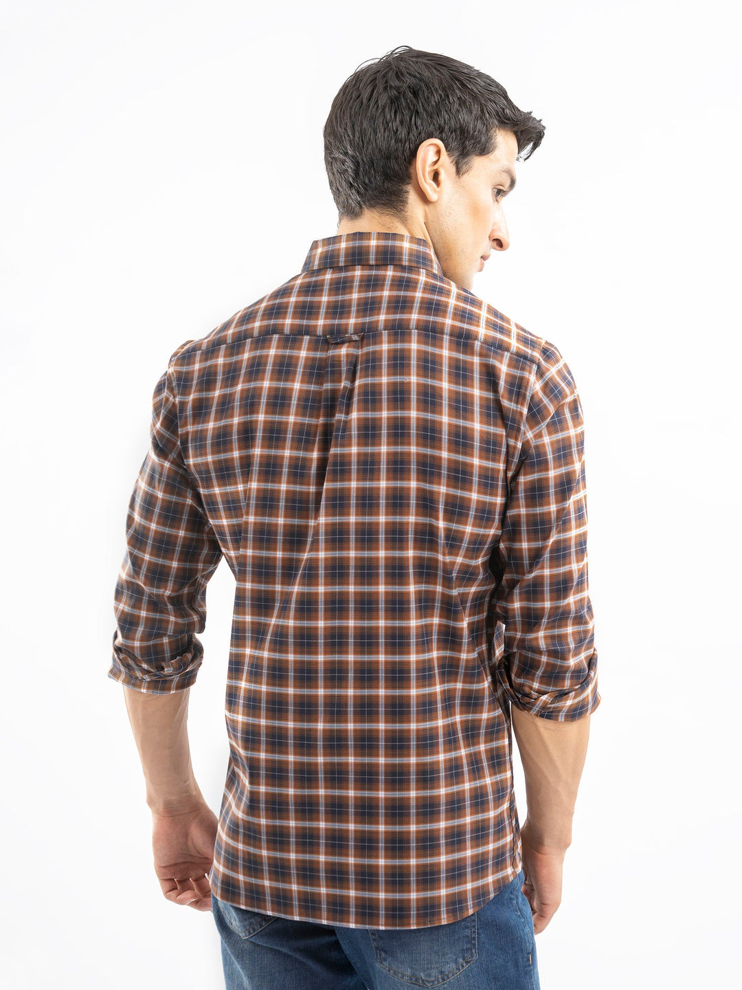 Brumano Ready To Wear Shirts Men 1 Piece Cotton Brown Structured Checkered Shirt 0-31-025-4495 - Summer Collection