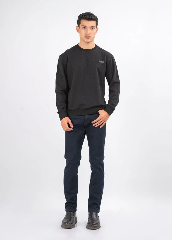 Brumano Ready To Wear Solids Cotton 1 Piece Men Black Long Sleeve Crew neck Sweatshirt 0-45-024-4279 - Winter Collection