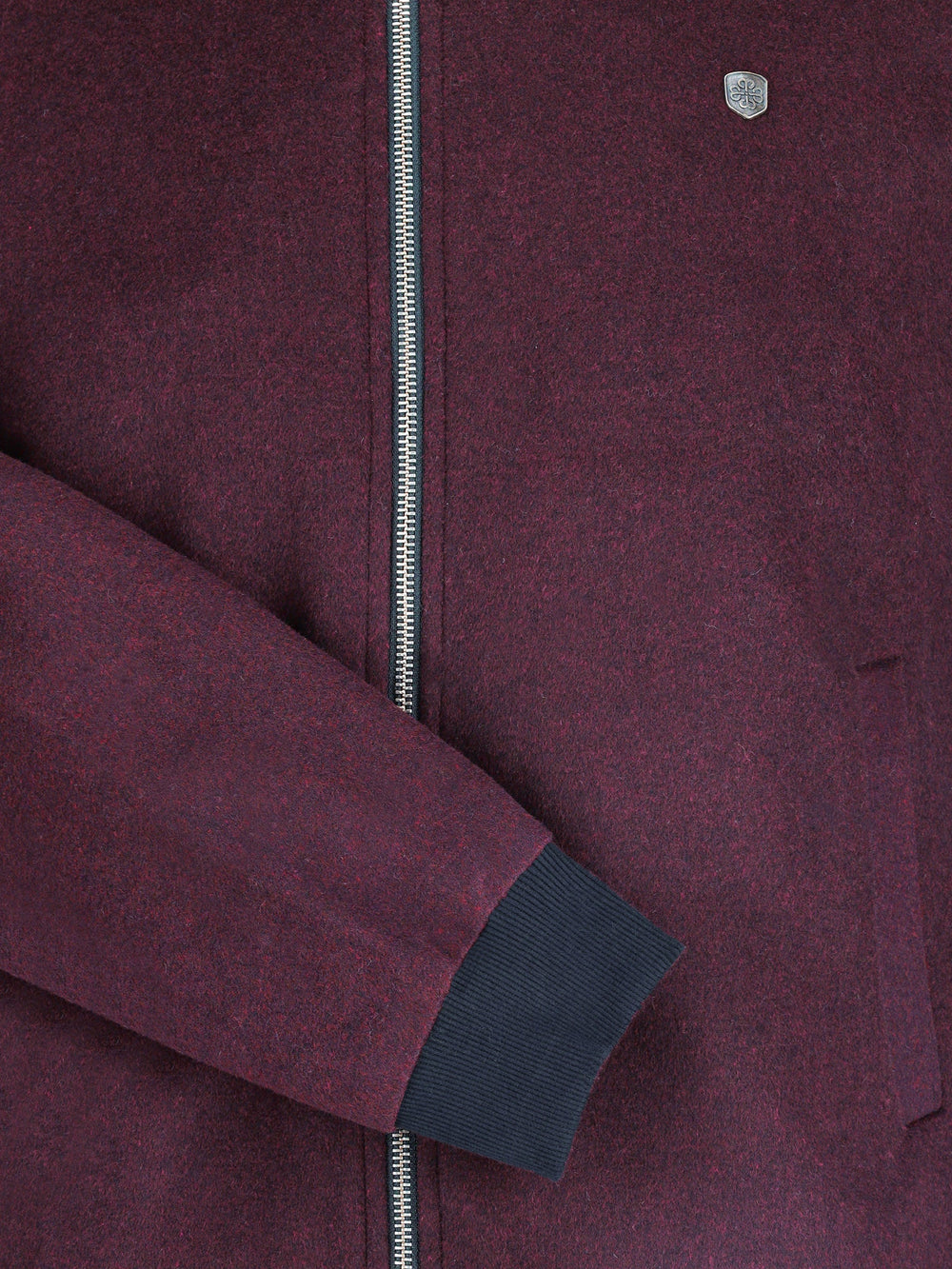 Brumano Mens RTW Solids Wool Jacket Burgundy Bomber Jacket Winter Collection