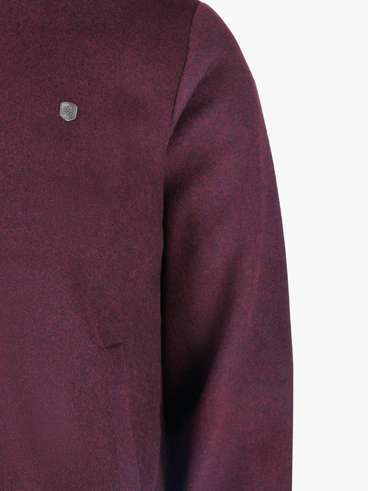 Brumano Mens RTW Solids Wool Jacket Burgundy Bomber Jacket Winter Collection