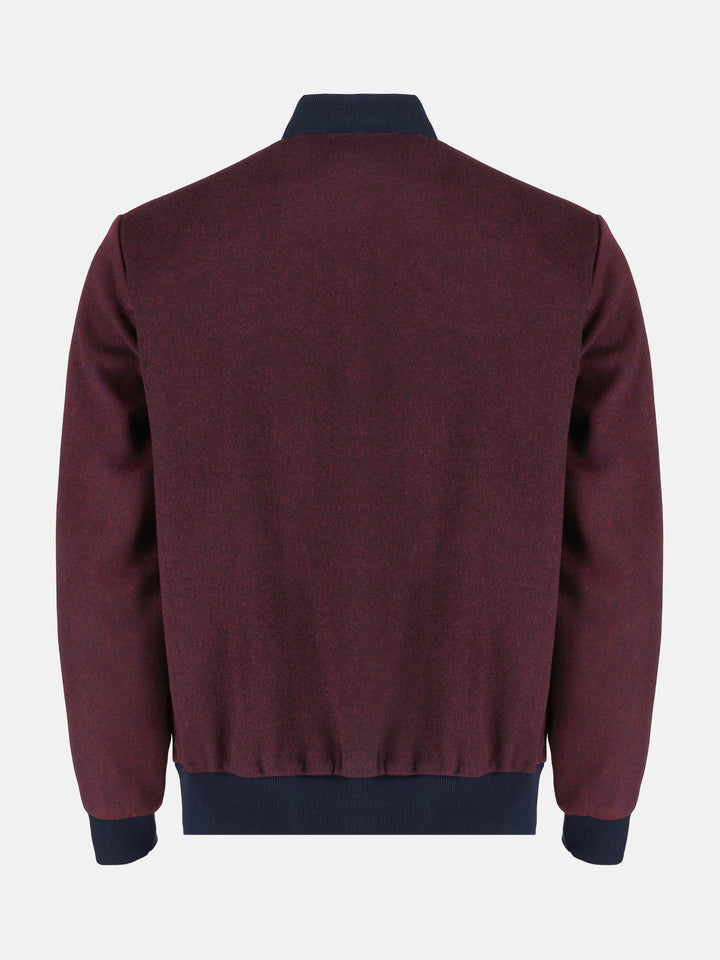 Brumano Mens RTW Solids Wool Jacket Burgundy Bomber Jacket Winter Collection