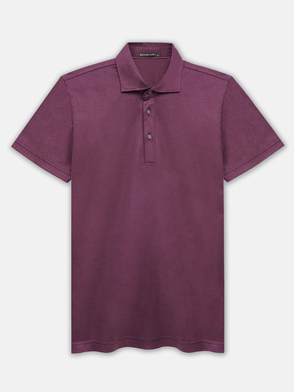 Brumano Mens RTW Solids Cotton Polo T-Shirt Burgundy Mercerized Cutaway Collar Casual Collection