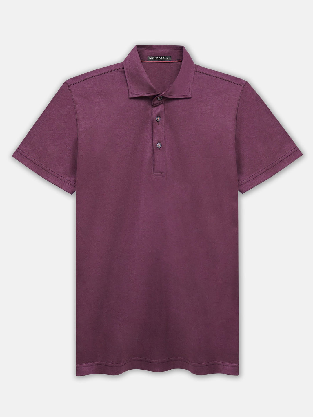 Brumano Mens RTW Solids Cotton Polo T-Shirt Burgundy Mercerized Cutaway Collar Casual Collection