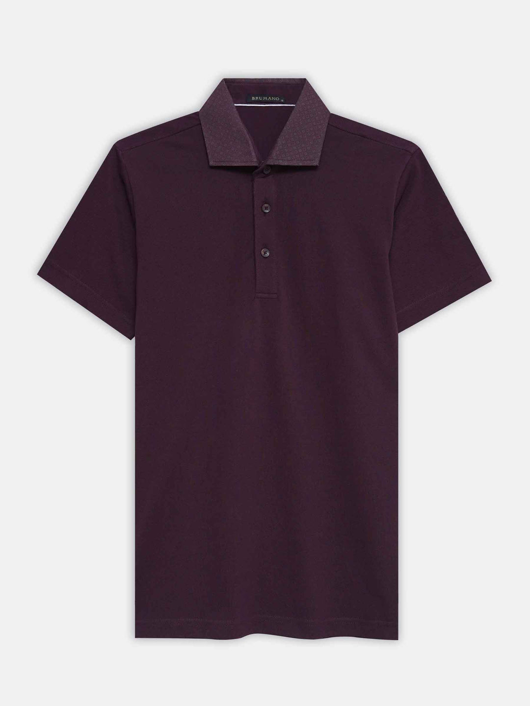 Brumano Mens RTW Solids Cotton Polo T-Shirt Burgundy Collar Casual Collection