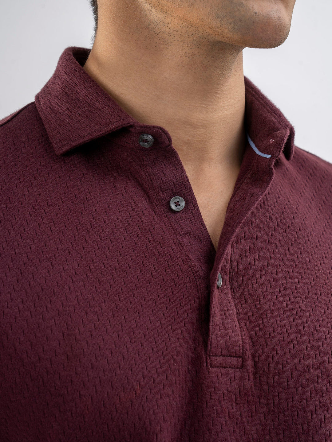 Brumano  Solids Cotton Polo Burgundy Structured Polo With Cutaway Collar
