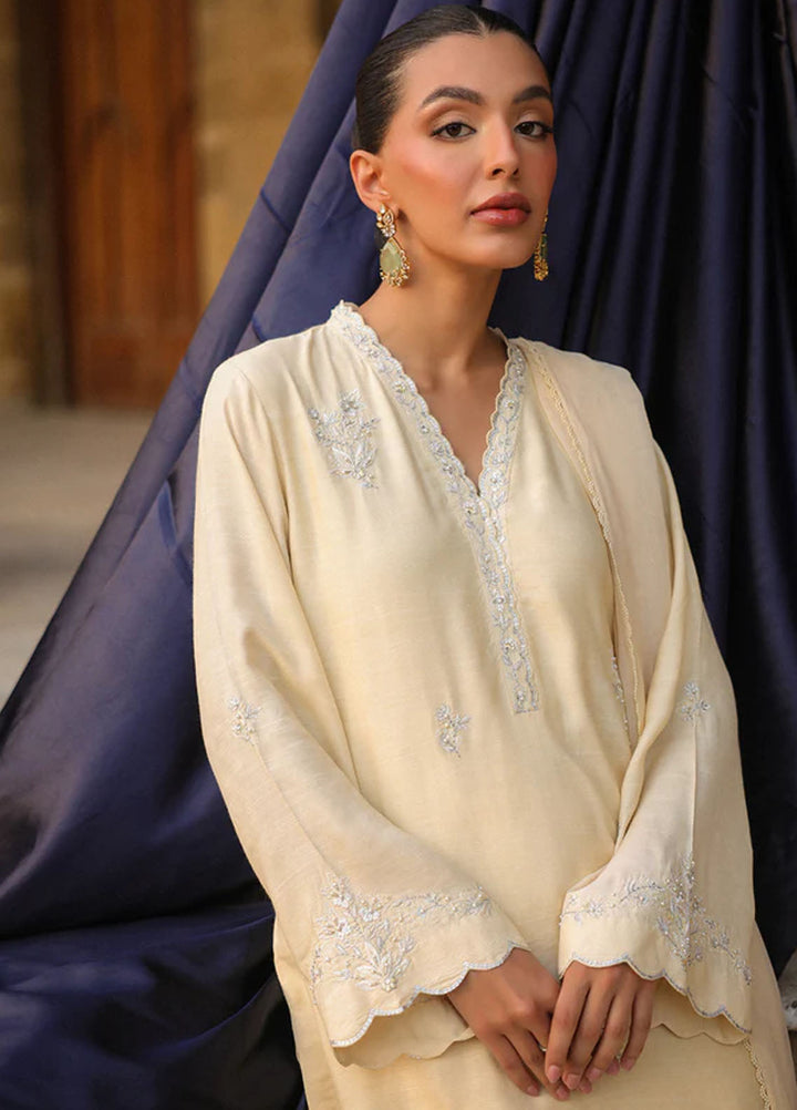 Luxe by Sahar Pret Embroidered Raw Silk 3 Piece Butter Bloom