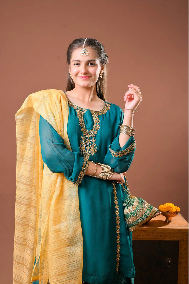 Senorita Girls Solids Chiffon Silk 3 Piece Suit GDD-03149 - Casual Collection