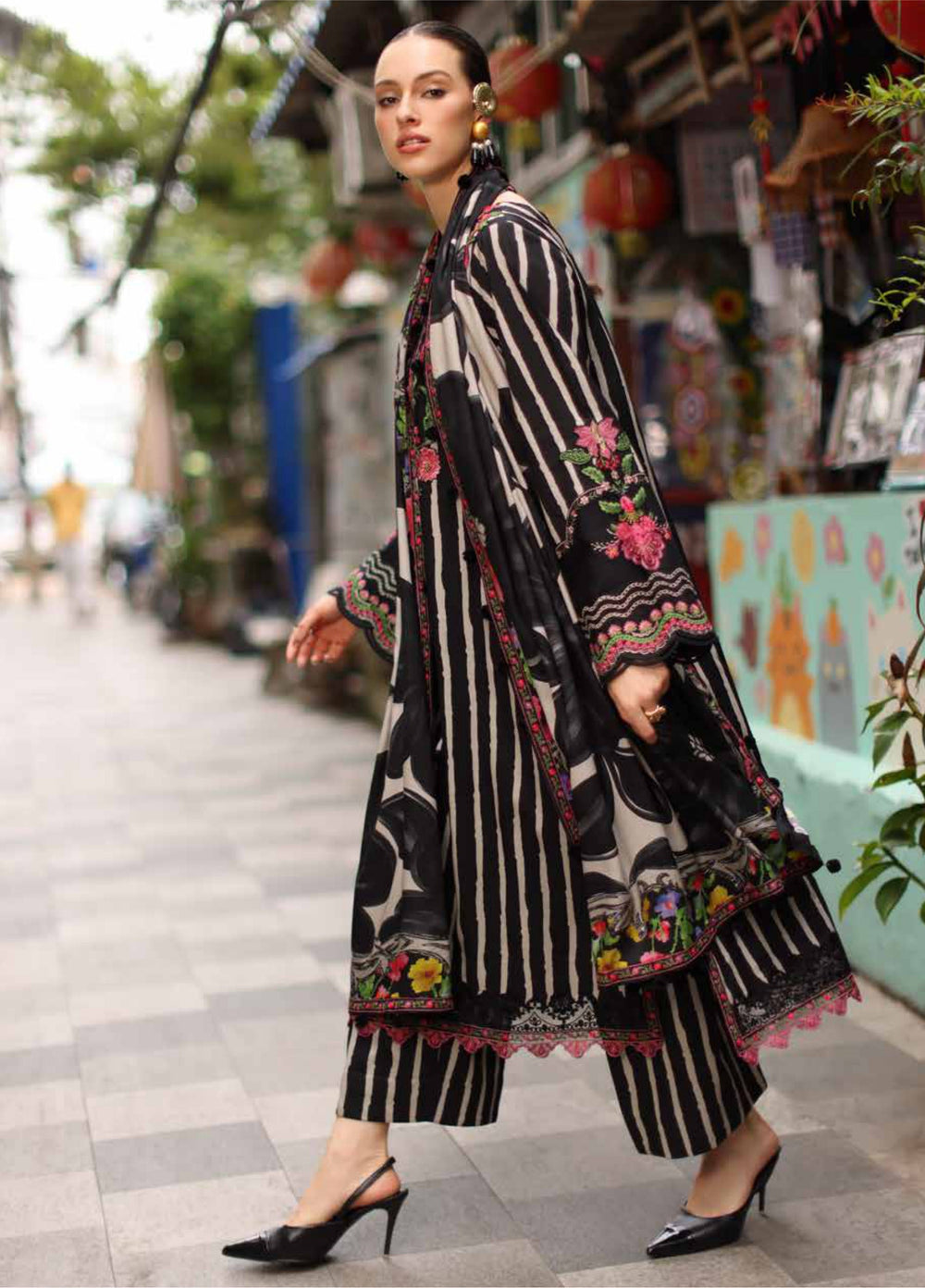 Combination by Charizma Unstitched Embroidered Linen 3 Piece Suit CHRUCL CCW7-11 - Casual Collection