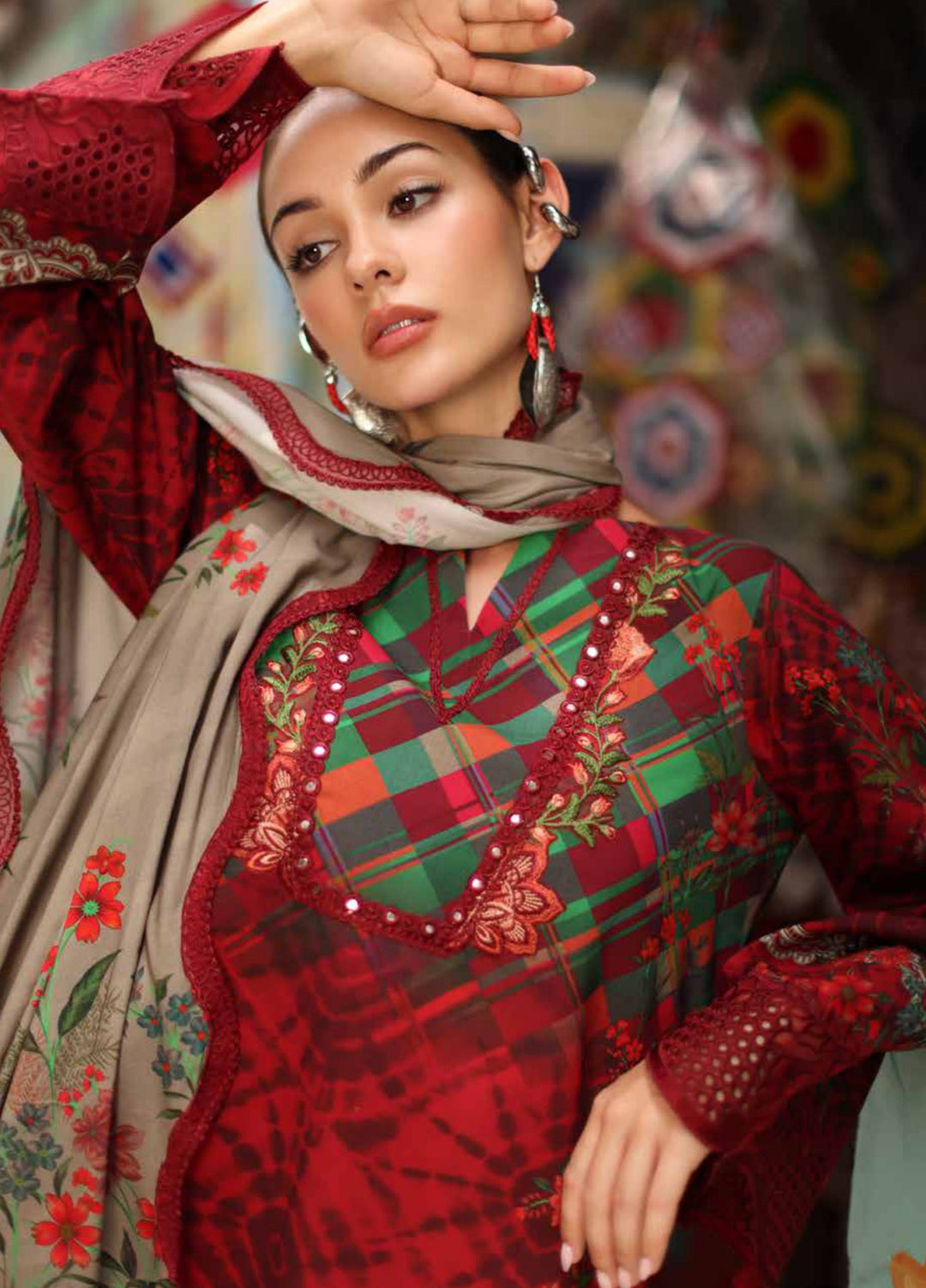 Combination by Charizma Unstitched Embroidered Linen 3 Piece Suit CHRUCL CCW7-12 - Casual Collection