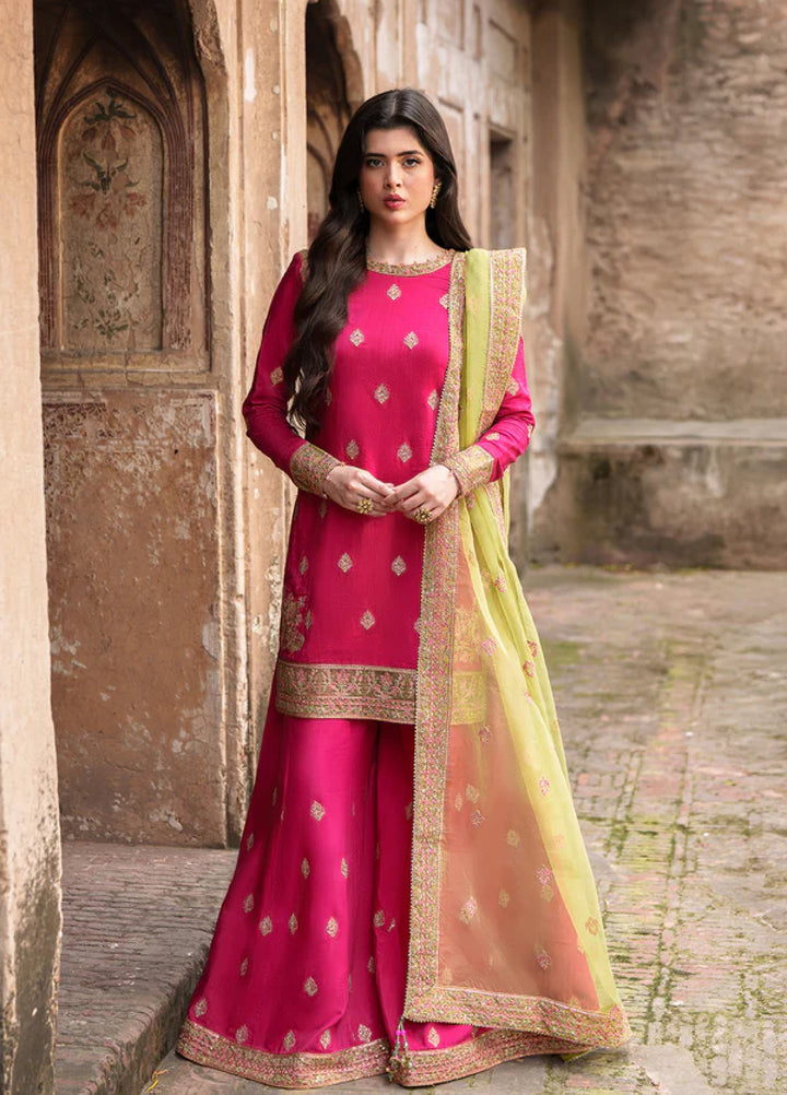 Zaria by Meeral Pret Embroidered Raw Silk 3 Piece Celeste - Festive Collection