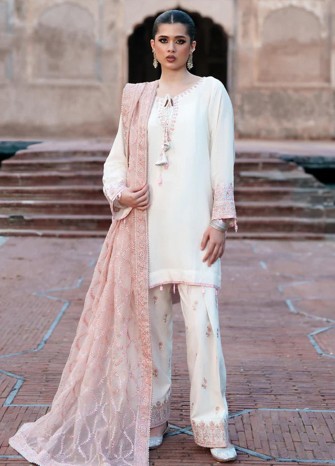 Zaria by Meeral Pret Embroidered Raw Silk 3 Piece Chently - Festive Collection