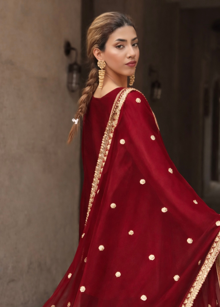 The Opulence by Girl Store RTW Solids Katan Silk 3 Piece Suit Cherie - Eid Collection