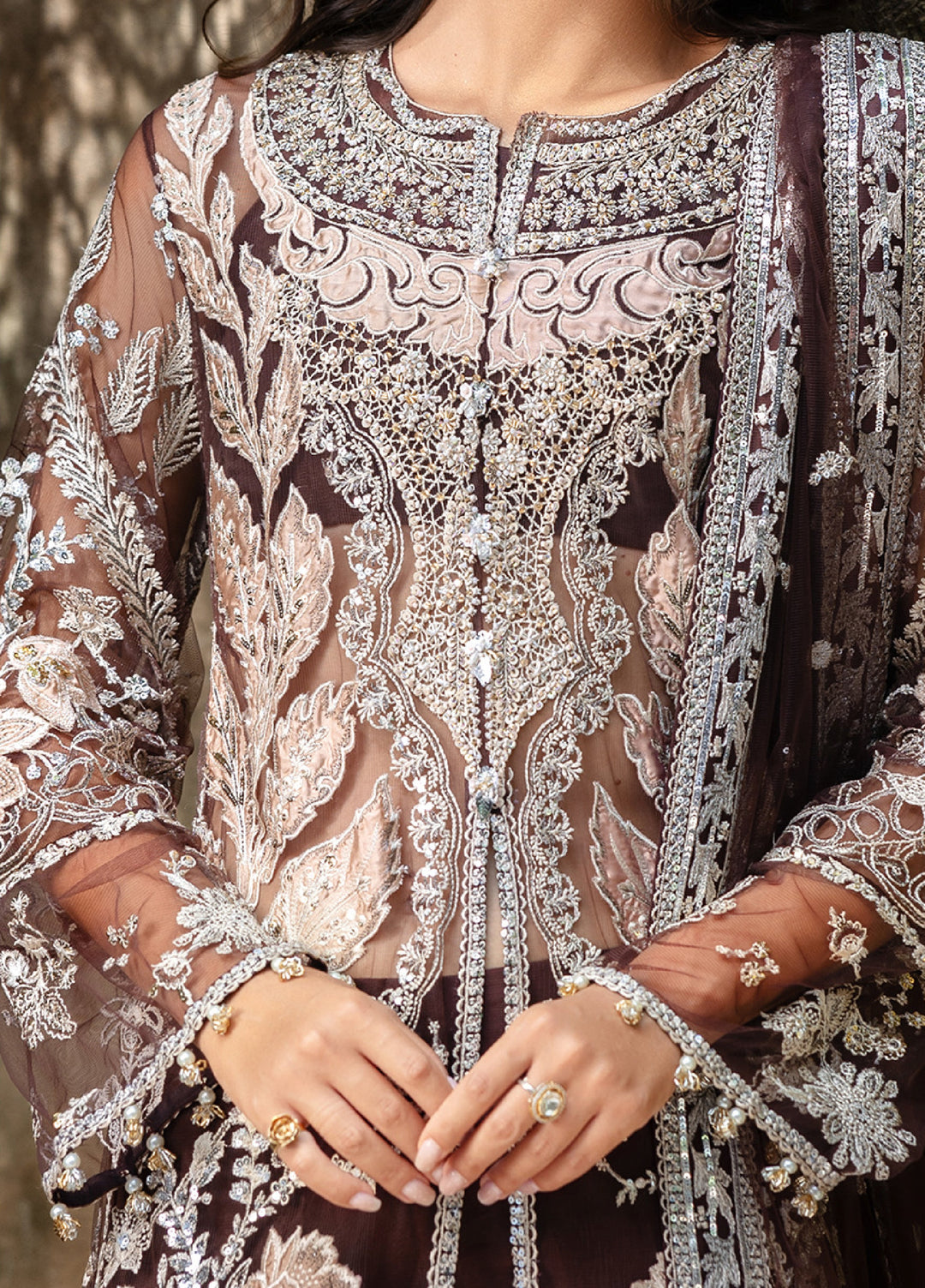 Lavie Haute by Esmel Unstitched Wedding Embroidered Net Suits 3 Piece EML25WU D-104 Cleora - Wedding Collection