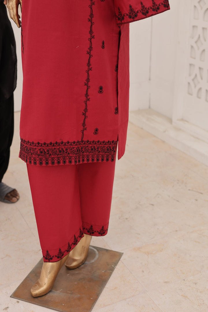 Nyra Essentials by Suntex Fabrics RTW Embroidered Lawn 2 Piece Suit CRIMSON Casual Collection