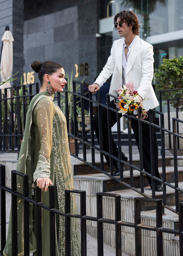 At First Glance by Sahane Pret Embroidered Chiffon 3 Piece Suit CT 25006 Mist - Festive Collection