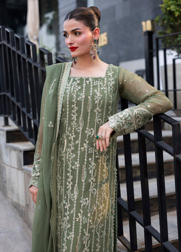 At First Glance by Sahane Pret Embroidered Chiffon 3 Piece Suit CT 25006 Mist - Festive Collection