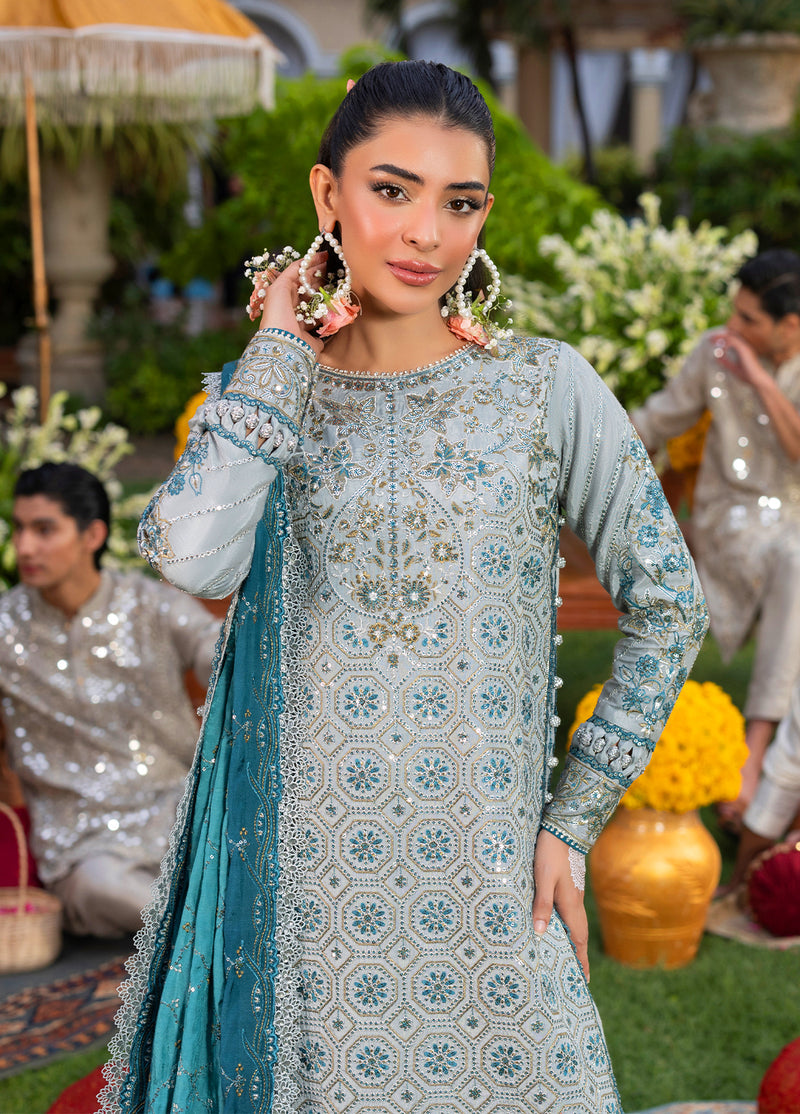 Haye Dil by Sahane Pret Embroidered Raw Silk 3 Piece Suit CT 29003 Glow of Eternity - Festive Collection