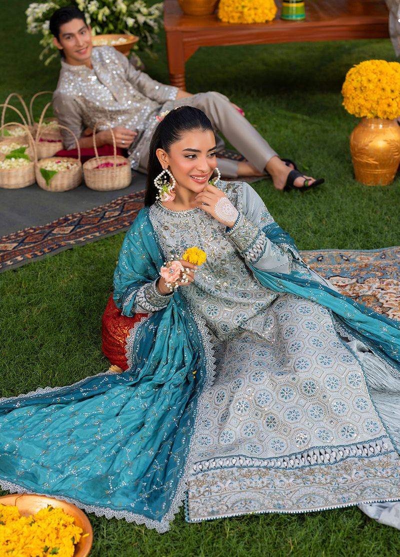 Haye Dil by Sahane Pret Embroidered Raw Silk 3 Piece Suit CT 29003 Glow of Eternity - Festive Collection