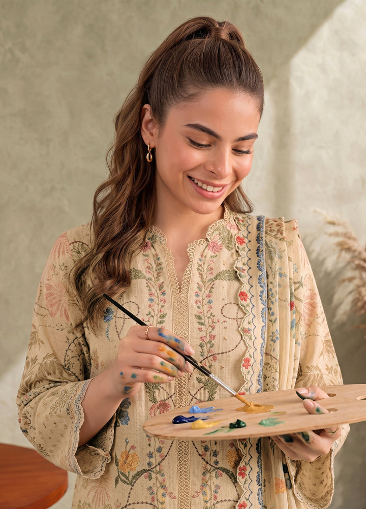Asifa and Nabeel Unstitched Printed Cambric 3 Piece Suit Seham CU26-07 - Casual Collection