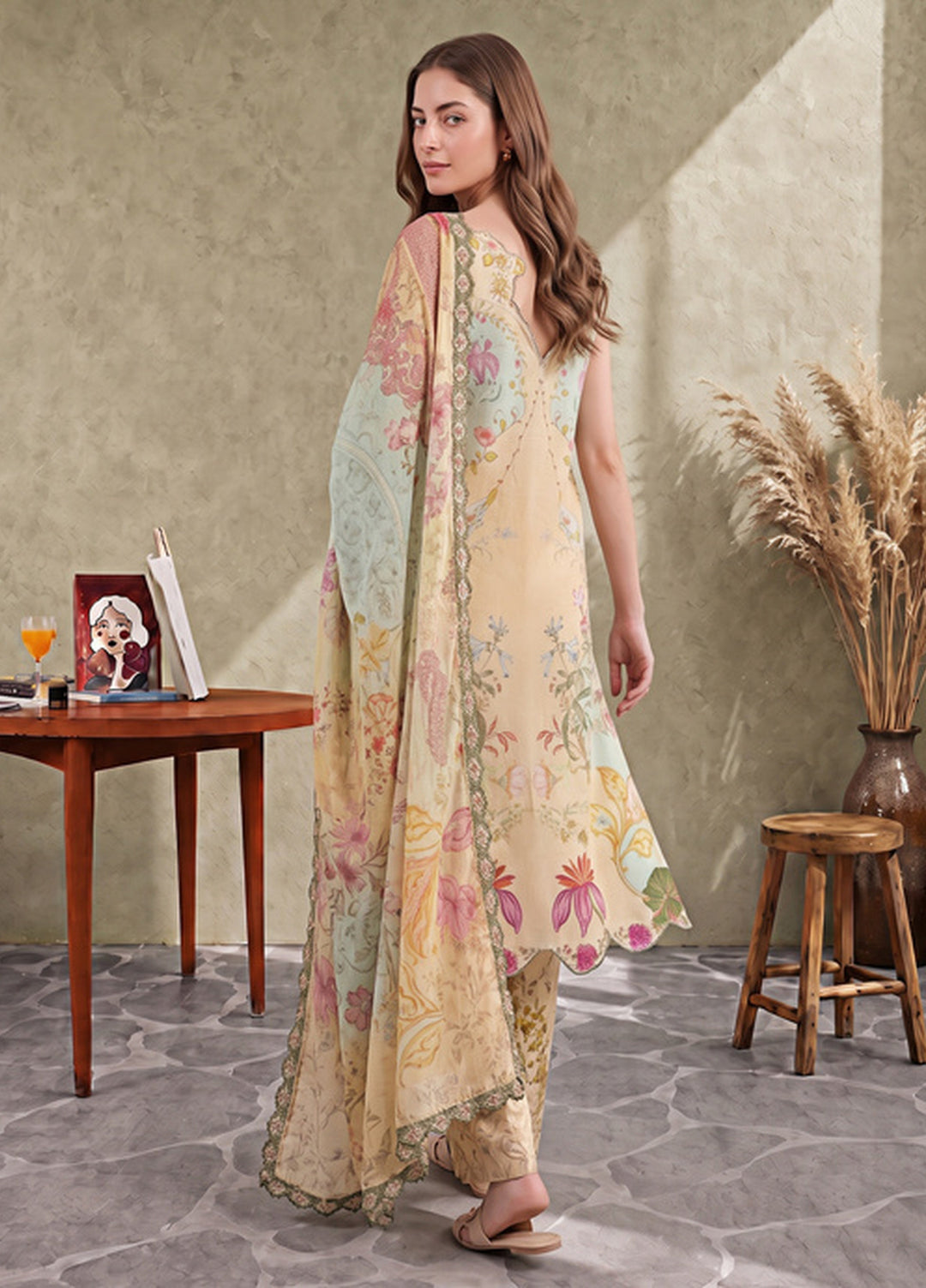 Asifa and Nabeel Unstitched Printed Cambric 3 Piece Suit Ayra CU26-01 - Casual Collection