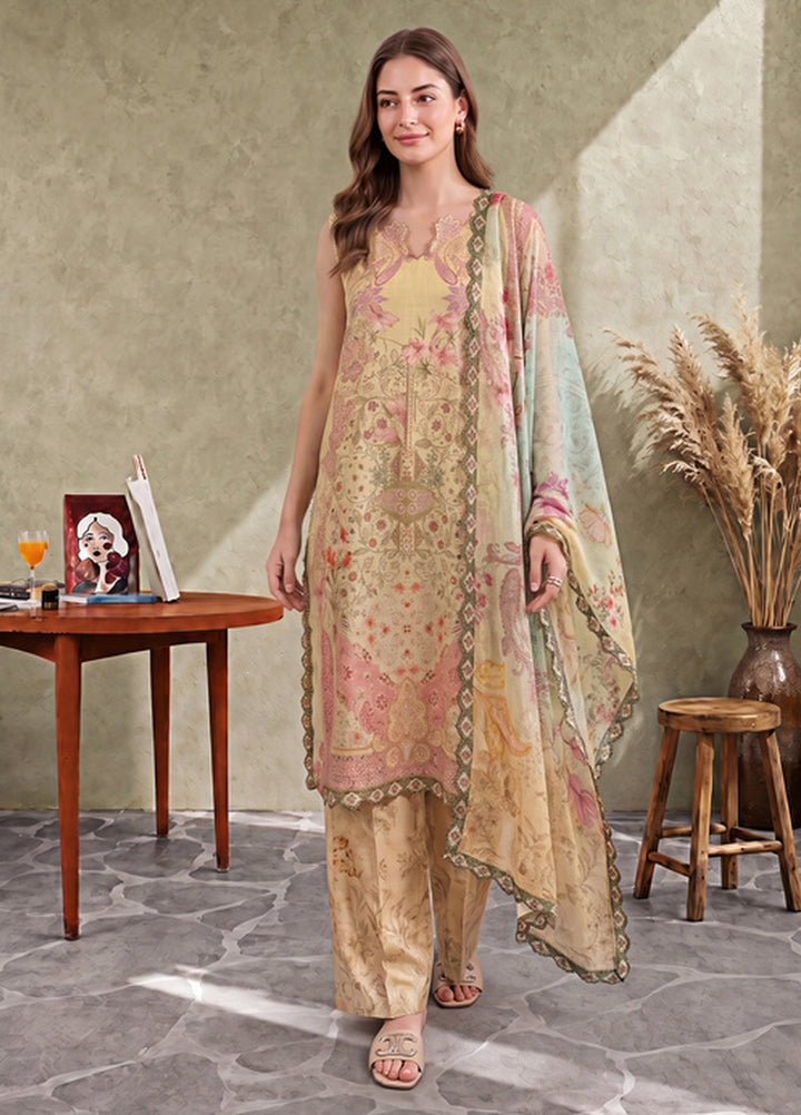Asifa and Nabeel Unstitched Printed Cambric 3 Piece Suit Ayra CU26-01 - Casual Collection