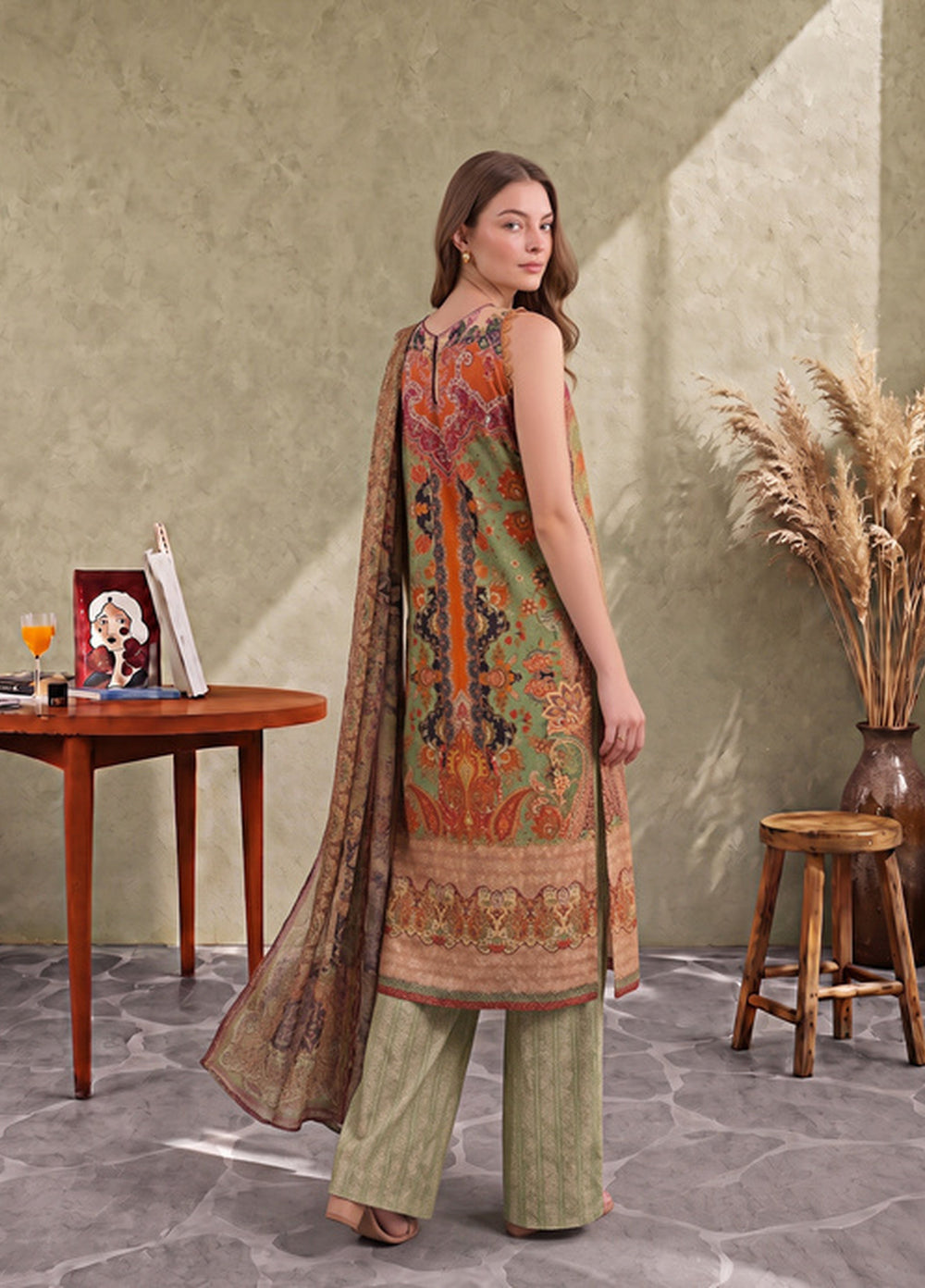 Asifa and Nabeel Unstitched Printed Cambric 3 Piece Suit kaya CU26-05 - Casual Collection