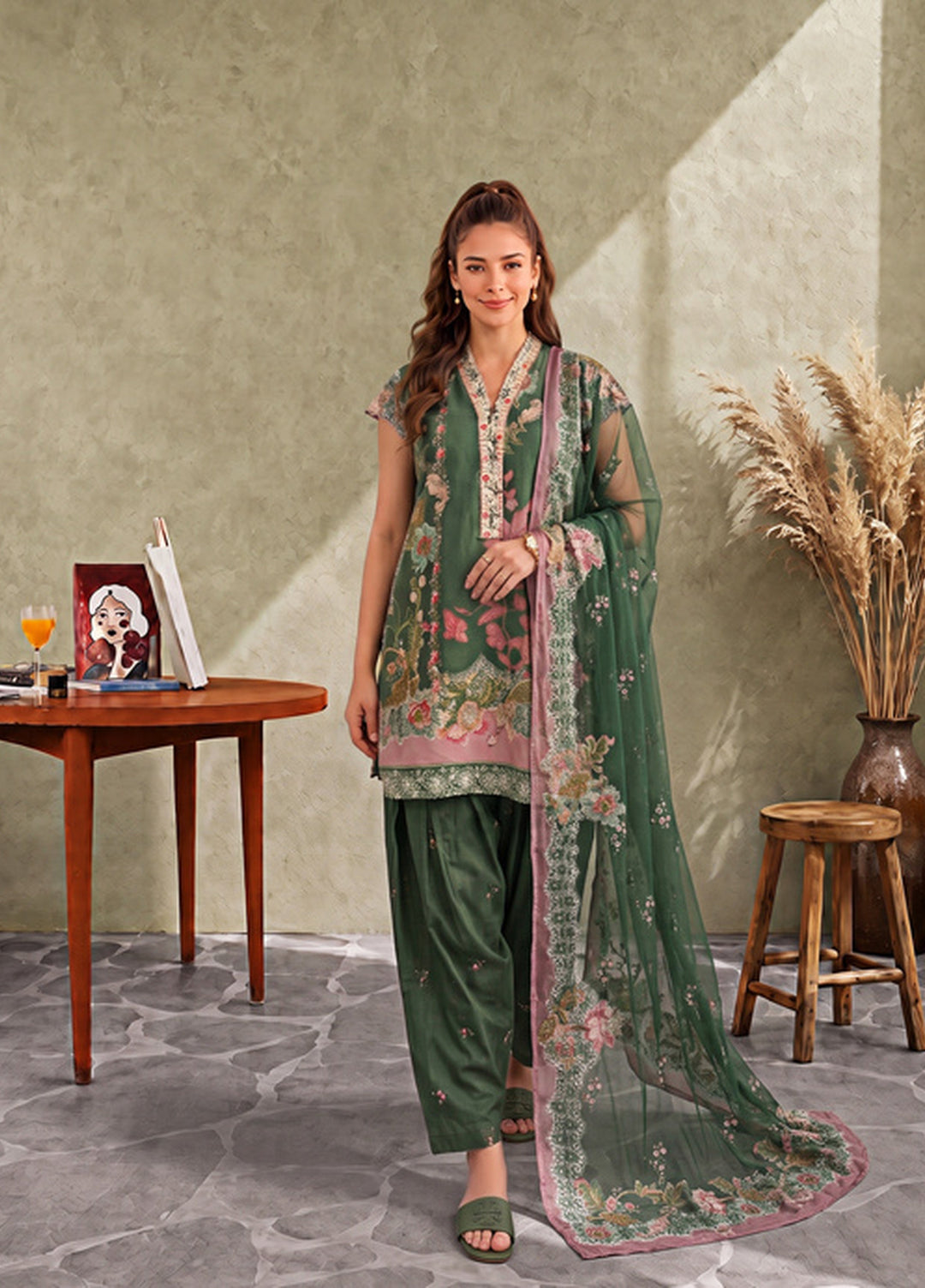 Asifa and Nabeel Unstitched Printed Cambric 3 Piece Suit Soha CU26-06 - Casual Collection
