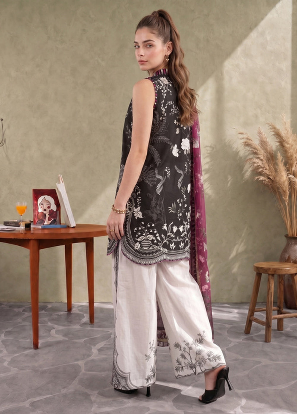 Asifa and Nabeel Unstitched Printed Cambric 3 Piece Suit Sasha CU26-08 - Casual Collection