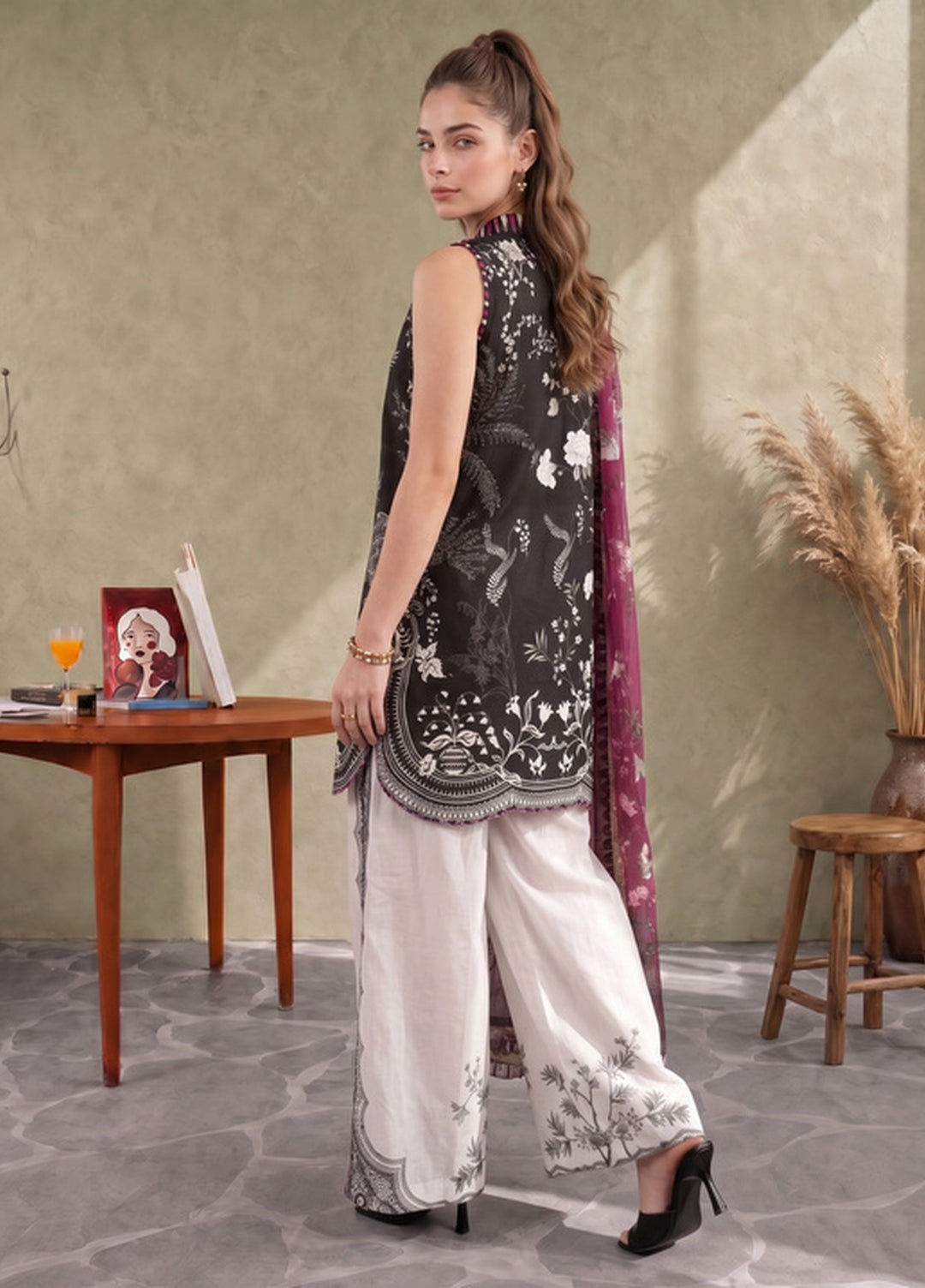 Asifa and Nabeel Unstitched Printed Cambric 3 Piece Suit Sasha CU26-08 - Casual Collection